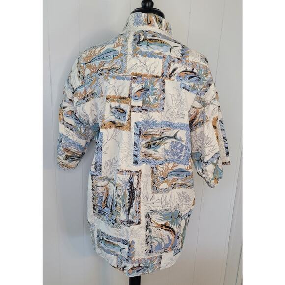 VTG Straight Down Hawaiian Shirt Fish Print Men’s L USA Made Tropical EUC - Picture 5 of 7